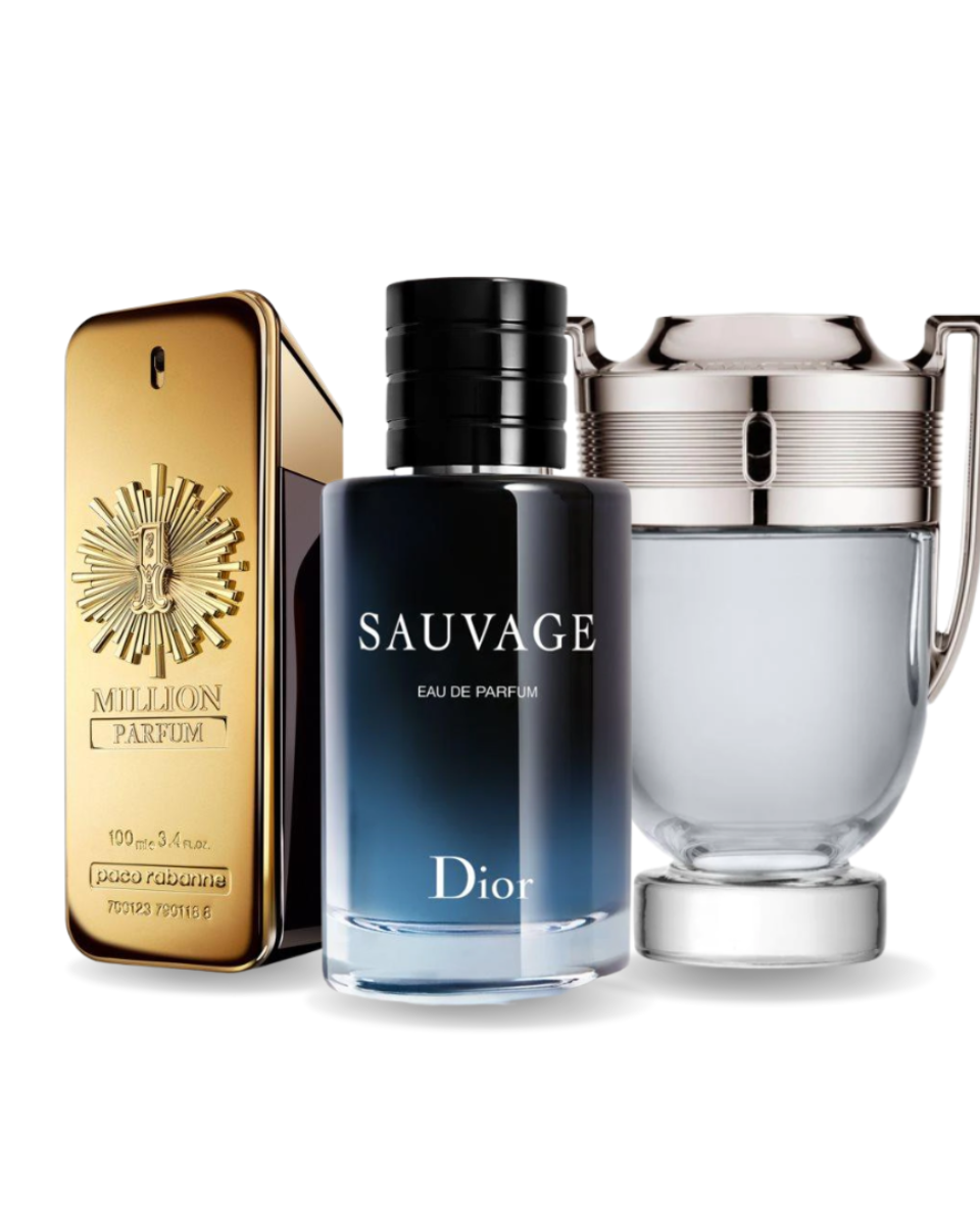 Combo 3 perfumes Paco Rabanne ONE MILLION, Dior SAUVAGE e Paco Rabanne INVICTUS 100ml