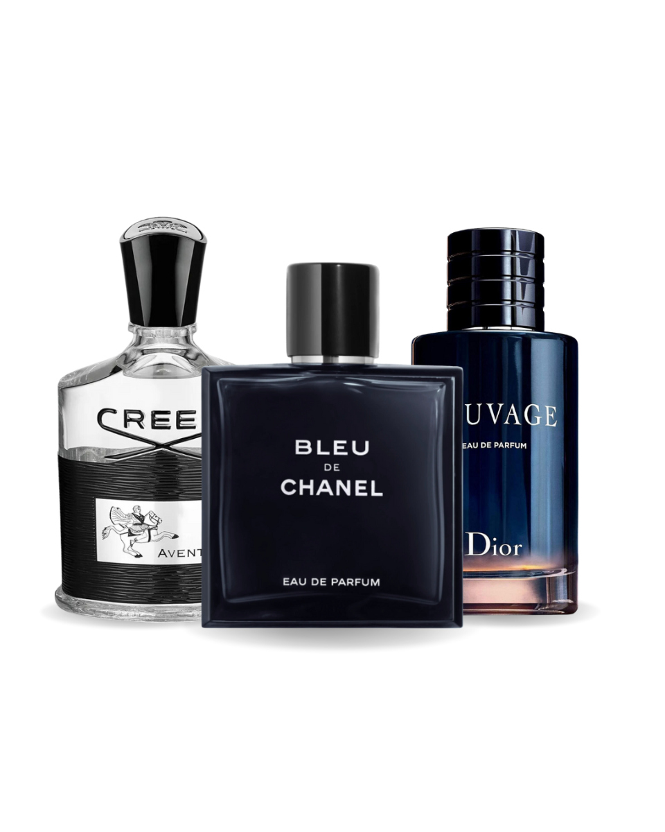 Conjunto 3 perfumes Creed AVENTUS, BLEU DE CHANEL, Dior SAUVAGE 100ml